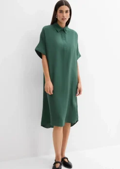 bonprix Bekleidung·Pullover & Strickjacken|Kleider^Blusenkleid aus feiner Viskose schattengrün