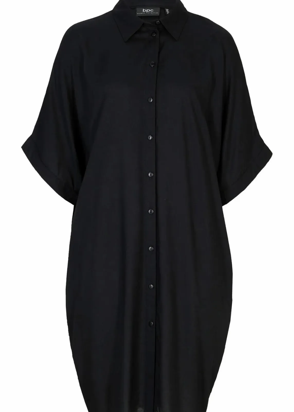 bonprix Bekleidung·Pullover & Strickjacken|Nachhaltigere Materialien^Blusenkleid aus feiner Viskose schwarz