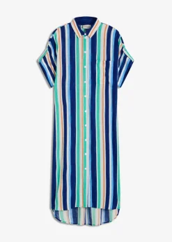 bonprix Kleider|Nachhaltigere Materialien^Blusenkleid aus fließender Viskose arktikblau/hellblau/weiß gestreift