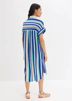 bonprix Kleider|Nachhaltigere Materialien^Blusenkleid aus fließender Viskose arktikblau/hellblau/weiß gestreift