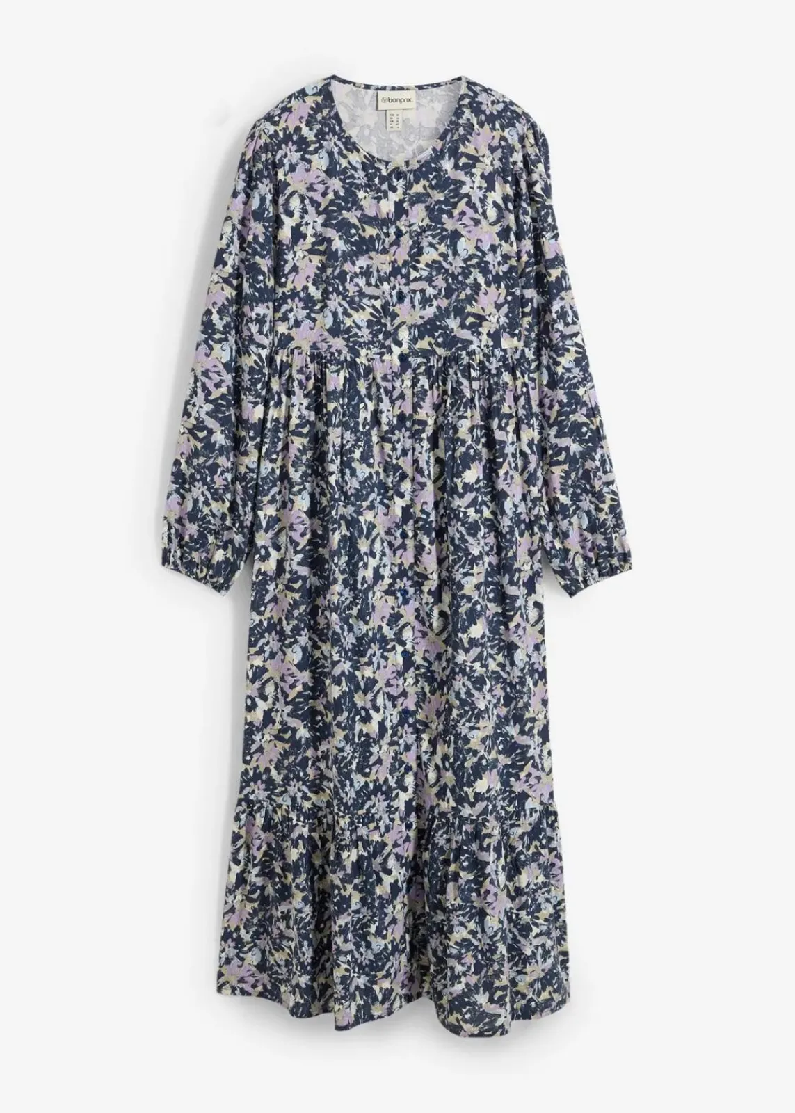 bonprix Kleider|Nachhaltigere Materialien^Blusenkleid aus fließender Viskose eisblau geblümt