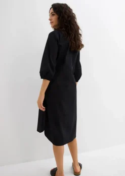 bonprix Bekleidung·Pullover & Strickjacken|Kleider^Blusenkleid aus leichter Baumwolle schwarz