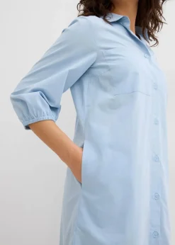 bonprix Nachhaltigere Materialien|Kleider^Blusenkleid aus leichter Baumwolle hellblau