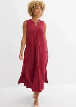 bonprix Kleider^Blusenkleid aus Musselin pflaumenrot