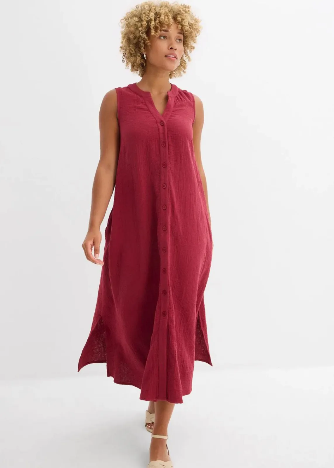 bonprix Kleider^Blusenkleid aus Musselin pflaumenrot