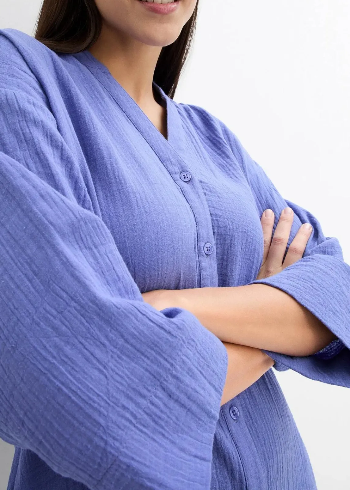bonprix Kleider|Bekleidung·Pullover & Strickjacken^Blusenkleid aus Musselin lilablau
