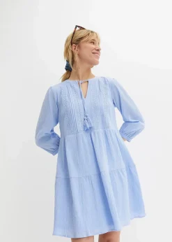 bonprix Kleider|Bekleidung·Pullover & Strickjacken^Blusenkleid aus reiner Baumwolle perlblau