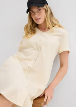 bonprix Kleider|Bekleidung·Pullover & Strickjacken^Blusenkleid aus softem Musselin hellsand