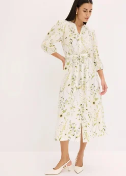 bonprix Nachhaltigere Materialien|Kleider^Blusenkleid aus Viskose-Mix wollweiß floral