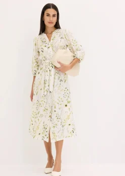 bonprix Nachhaltigere Materialien|Kleider^Blusenkleid aus Viskose-Mix wollweiß floral