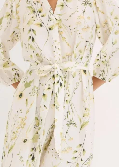 bonprix Nachhaltigere Materialien|Kleider^Blusenkleid aus Viskose-Mix wollweiß floral