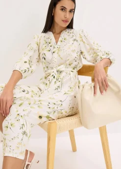 bonprix Nachhaltigere Materialien|Kleider^Blusenkleid aus Viskose-Mix wollweiß floral