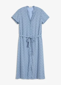 bonprix Kleider|Bekleidung·Pullover & Strickjacken^Blusenkleid mit Pünktchen mittelblau/dunkelblau gepunktet