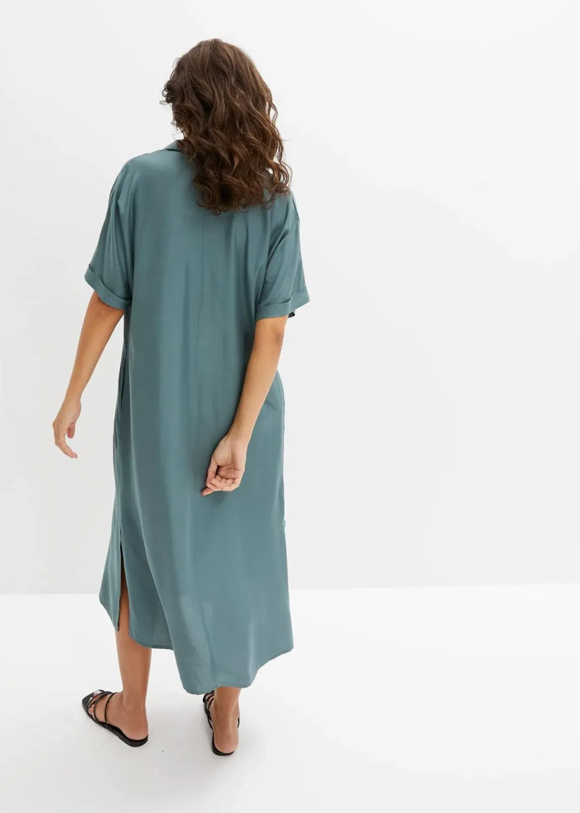 bonprix Bekleidung·Pullover & Strickjacken|Kleider^Blusenkleid mit Taschen graugrün
