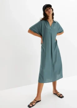 bonprix Bekleidung·Pullover & Strickjacken|Kleider^Blusenkleid mit Taschen graugrün