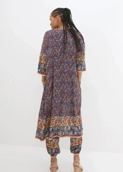 bonprix Bekleidung·Jacken & Mäntel|Blusen & Tuniken^Blusenmantel aus Viskose dunkelblau/hellsand/honig paisley