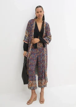 bonprix Bekleidung·Jacken & Mäntel|Blusen & Tuniken^Blusenmantel aus Viskose dunkelblau/hellsand/honig paisley