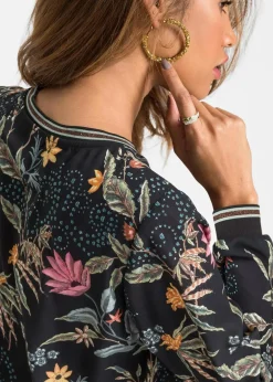 bonprix Bekleidung·Jacken & Mäntel|Blusen & Tuniken^Blusenshirt schwarz floral