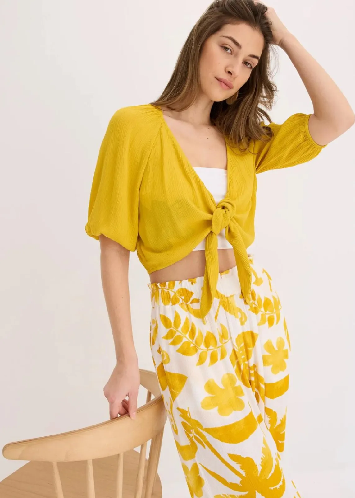 bonprix Bekleidung·Jacken & Mäntel|Blusen & Tuniken^Blusenshirt aus fließender Viskose lemoncurry