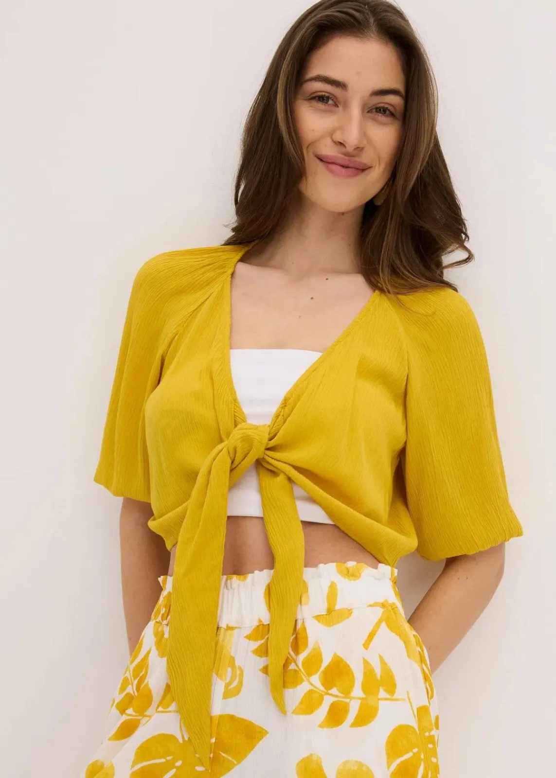 bonprix Bekleidung·Jacken & Mäntel|Blusen & Tuniken^Blusenshirt aus fließender Viskose lemoncurry