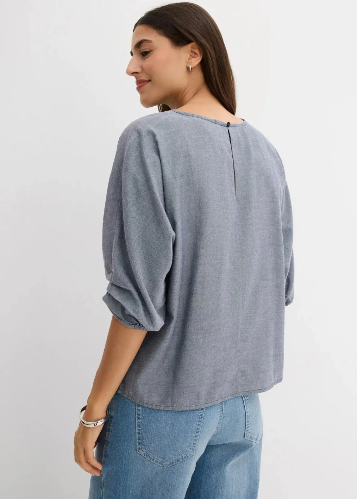 bonprix Blusen & Tuniken|Bekleidung·Jacken & Mäntel^Blusenshirt aus reiner Baumwolle dunkelblau