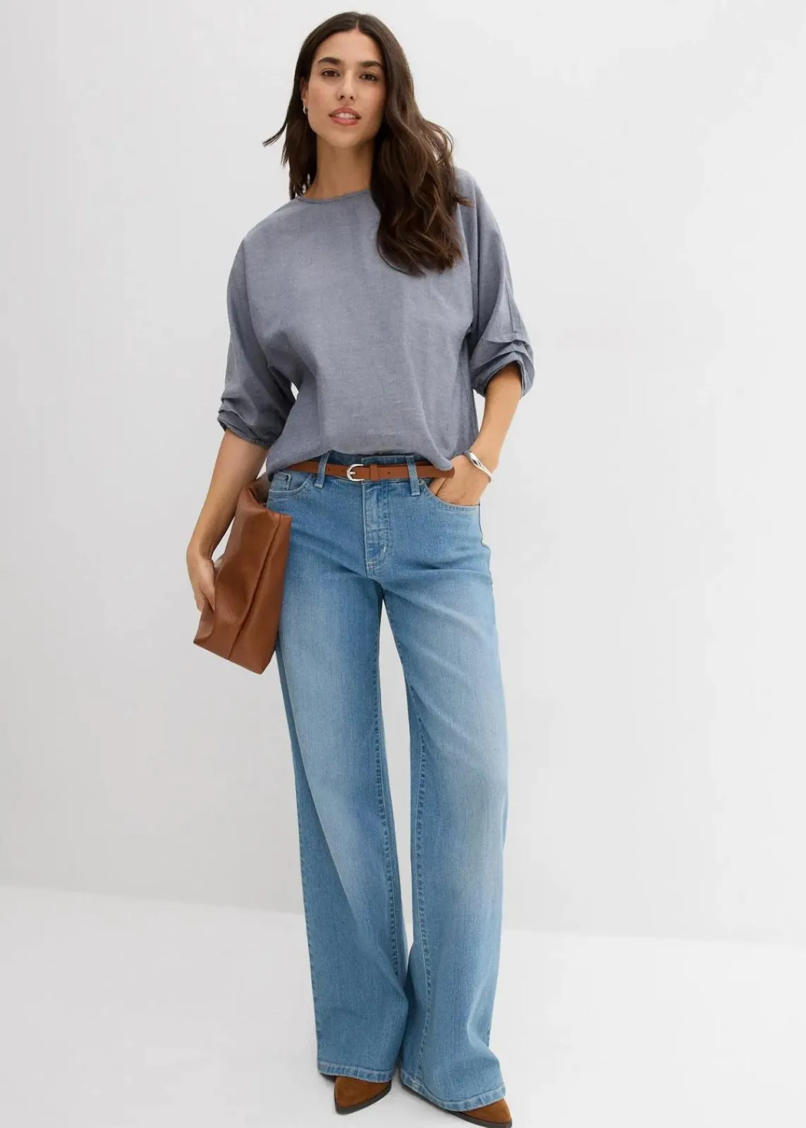 bonprix Blusen & Tuniken|Bekleidung·Jacken & Mäntel^Blusenshirt aus reiner Baumwolle dunkelblau