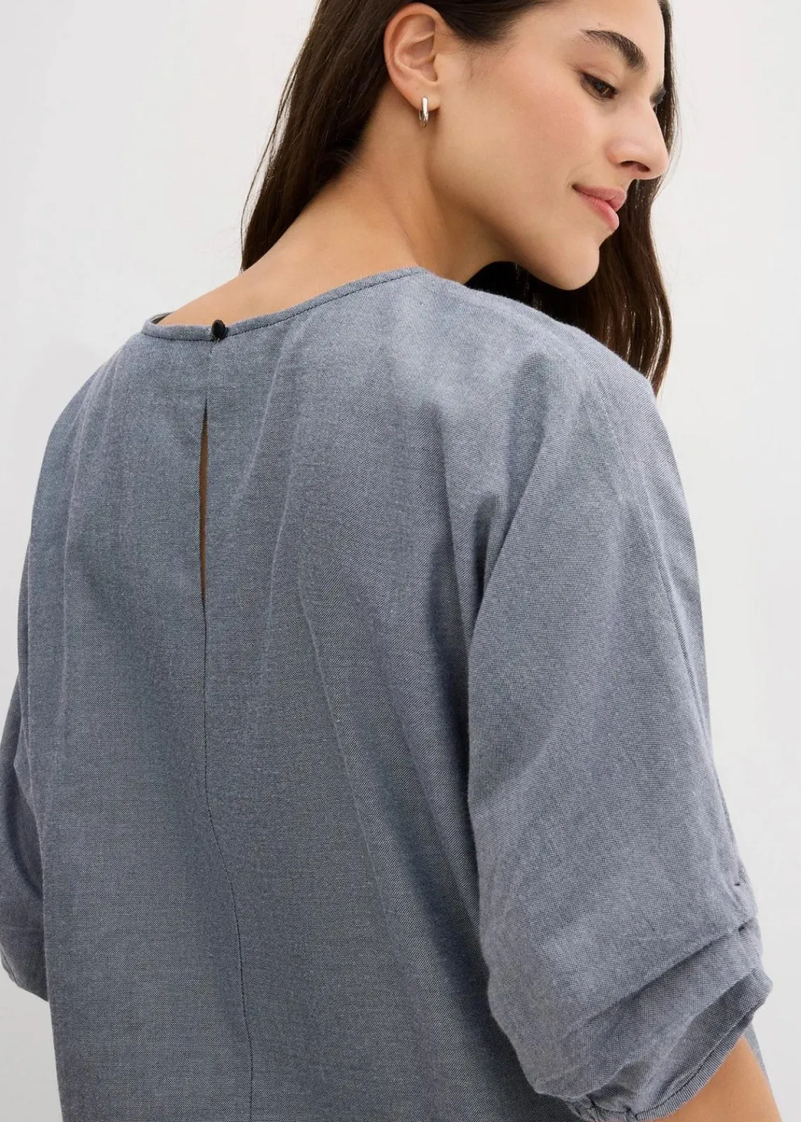 bonprix Blusen & Tuniken|Bekleidung·Jacken & Mäntel^Blusenshirt aus reiner Baumwolle dunkelblau