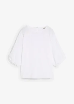 bonprix Bekleidung·Jacken & Mäntel|Blusen & Tuniken^Blusenshirt aus reiner Baumwolle weiß