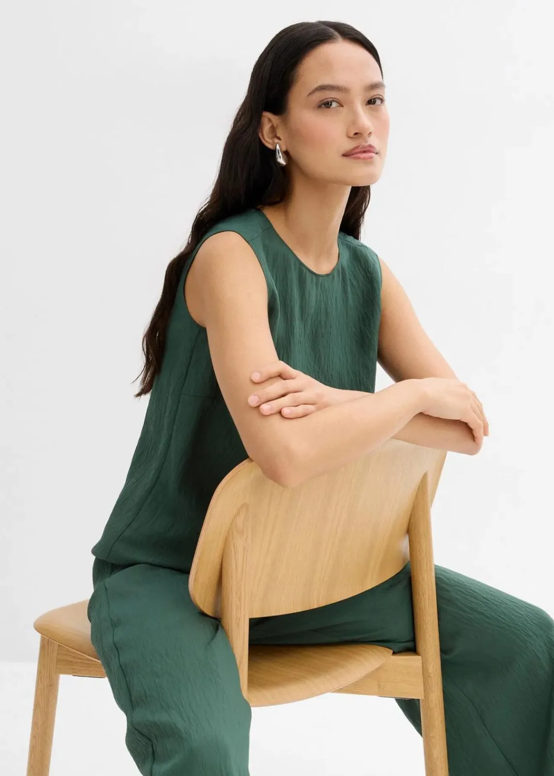 bonprix Shirts & Tops|Blusen & Tuniken^Blusentop aus Crinkle-Viskose-Mix schattengrün