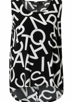 bonprix Blusen & Tuniken|Shirts & Tops^Blusentop aus fließender Viskose weiß/schwarz graphisch bedruckt