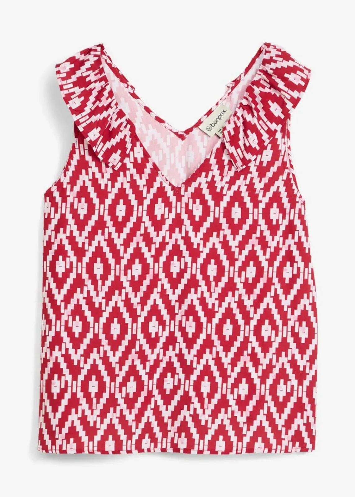 bonprix Bekleidung·Jacken & Mäntel|Blusen & Tuniken^Blusentop aus fließender Viskose rot/weiß/rauchrose/rot bedruckt