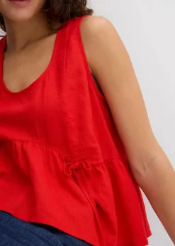 bonprix Bekleidung·Jacken & Mäntel|Blusen & Tuniken^Blusentop aus luftigem Leinen-Mix erdbeere