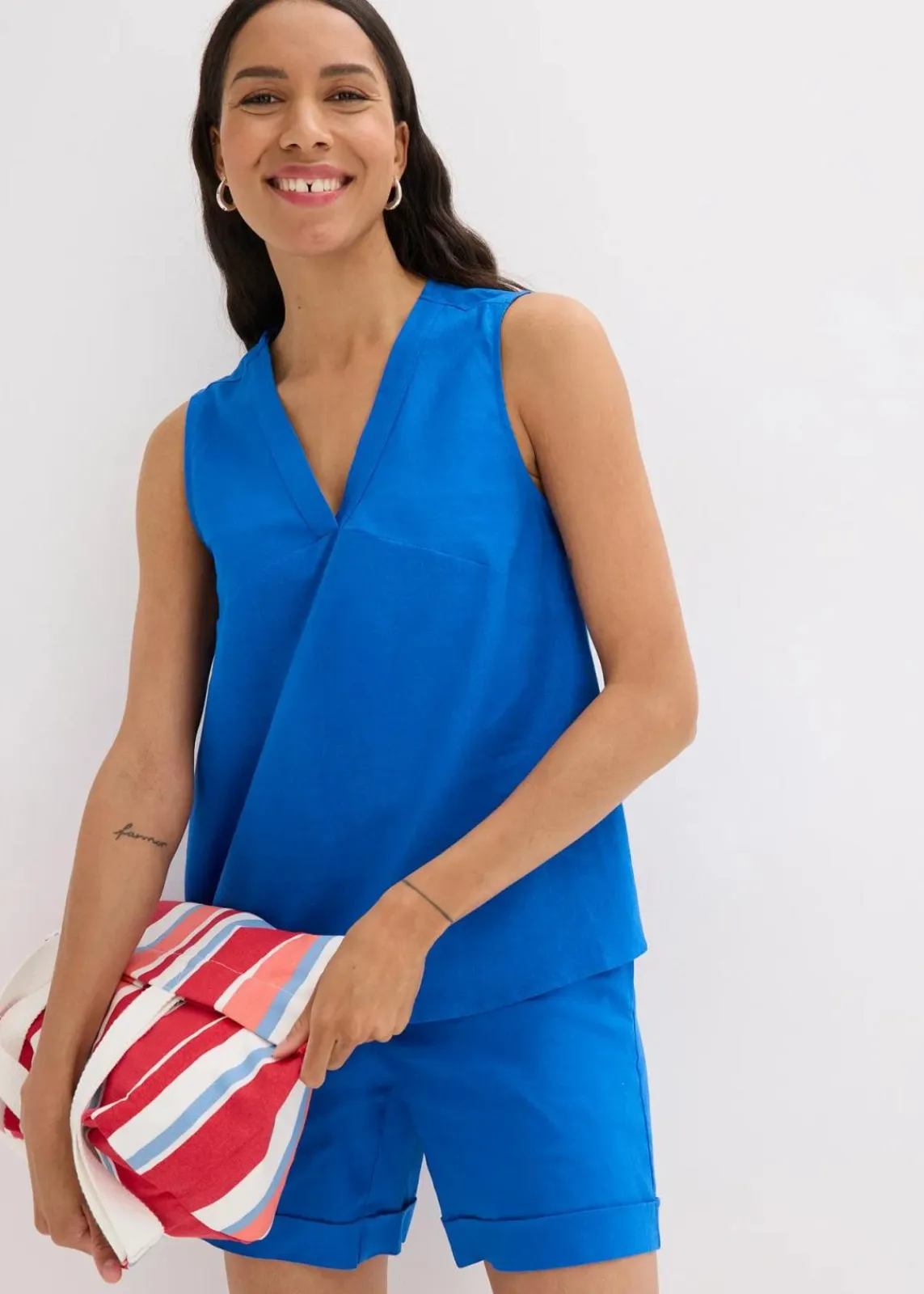 bonprix Shirts & Tops|Blusen & Tuniken^Blusentop aus luftigem Leinen-Mix arktikblau