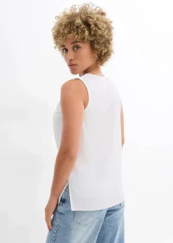 bonprix Bekleidung·Jacken & Mäntel|Blusen & Tuniken^Blusentop aus recyceltem Polyester wollweiß