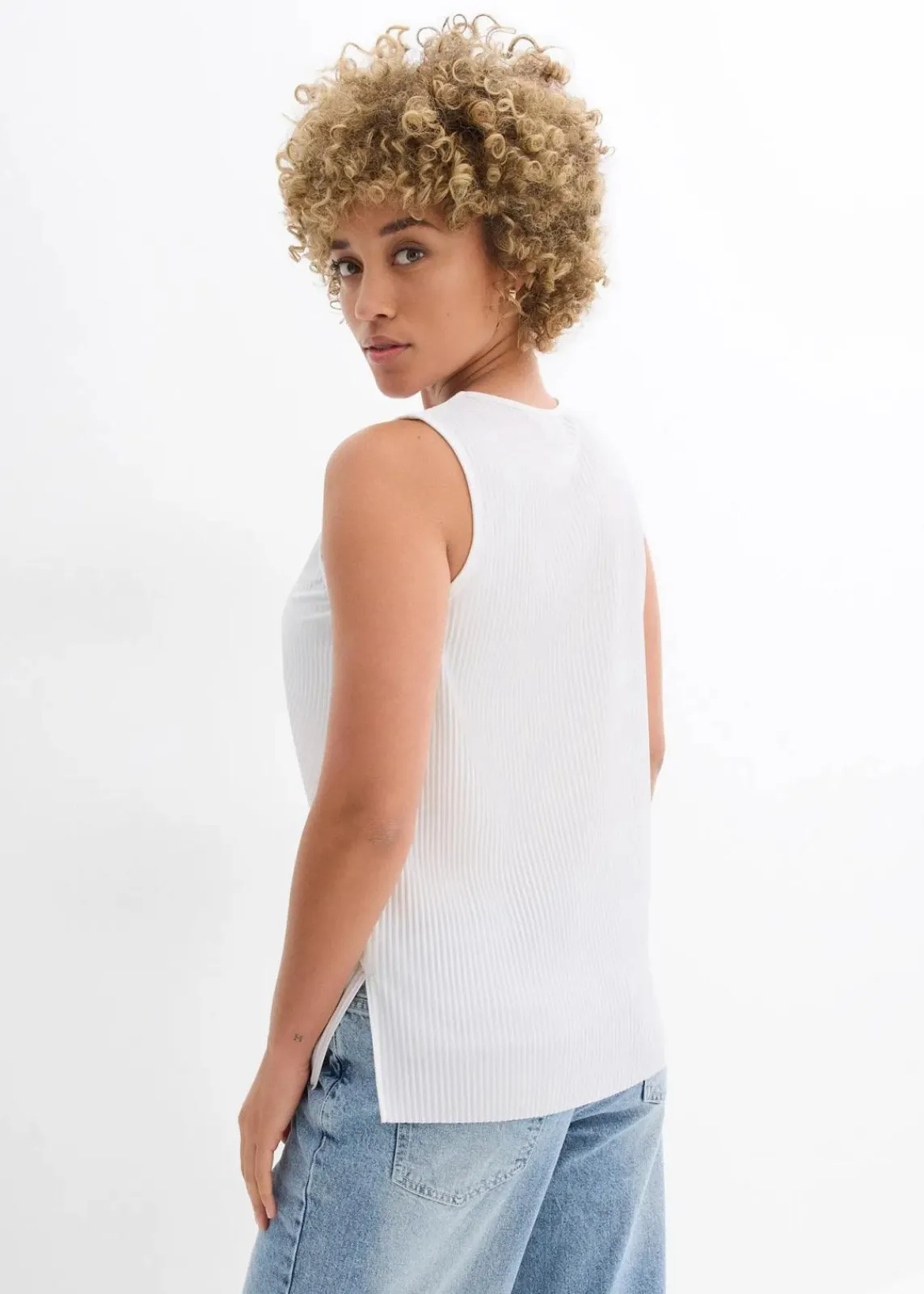 bonprix Bekleidung·Jacken & Mäntel|Blusen & Tuniken^Blusentop aus recyceltem Polyester wollweiß
