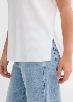 bonprix Bekleidung·Jacken & Mäntel|Blusen & Tuniken^Blusentop aus recyceltem Polyester wollweiß