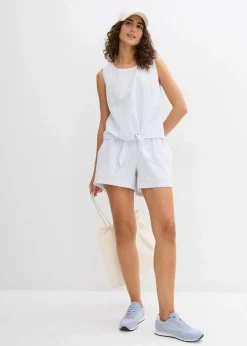 bonprix Bekleidung·Jacken & Mäntel|Blusen & Tuniken^Blusentop aus reiner Baumwolle zartblau/weiß gestreift