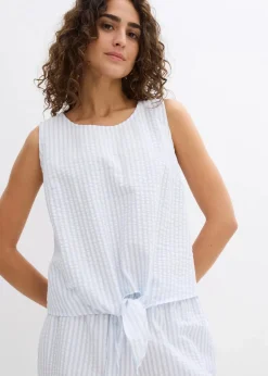 bonprix Bekleidung·Jacken & Mäntel|Blusen & Tuniken^Blusentop aus reiner Baumwolle zartblau/weiß gestreift