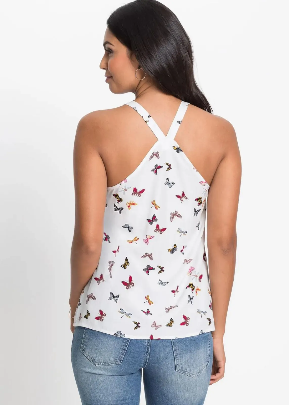 bonprix Bekleidung·Jacken & Mäntel|Blusen & Tuniken^Blusentop aus reiner Viskose weiß bedruckt