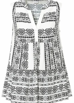 bonprix Blusen & Tuniken|Shirts & Tops^Blusentop aus softer Viskose schwarz/wollweiß bedruckt