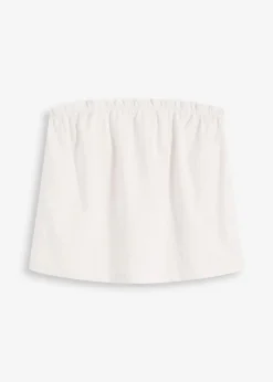 bonprix Blusen & Tuniken|Shirts & Tops^Blusentop mit Leinenanteil wollweiß