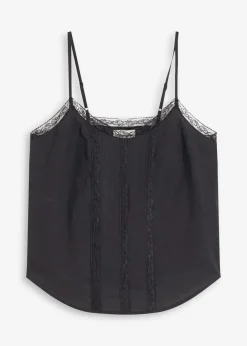 bonprix Shirts & Tops|Blusen & Tuniken^Blusentop mit Lochstickerei aus reiner Baumwolle schwarz
