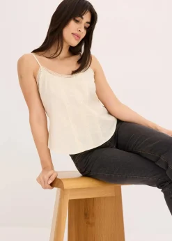 bonprix Blusen & Tuniken|Shirts & Tops^Blusentop mit Lochstickerei aus reiner Baumwolle natur