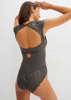 bonprix Wäsche·Bodies|Bodies^Body mit feiner Spitze schiefergrau