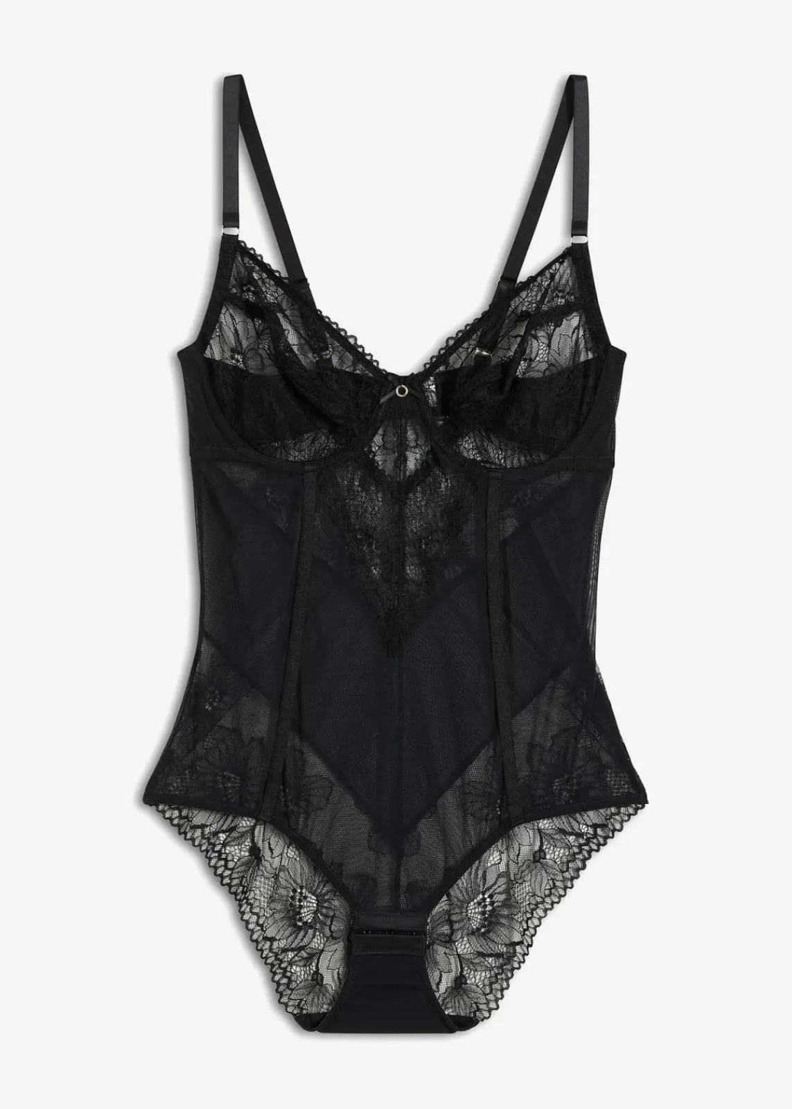 bonprix Große Cups D-H|Nachhaltigere Materialien^Body mit floraler Spitze schwarz