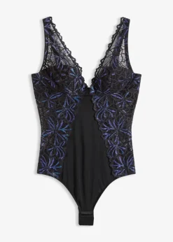 bonprix Wäsche·Bodies|Wäsche·Dessous^Body mit Glitzergarn schwarz
