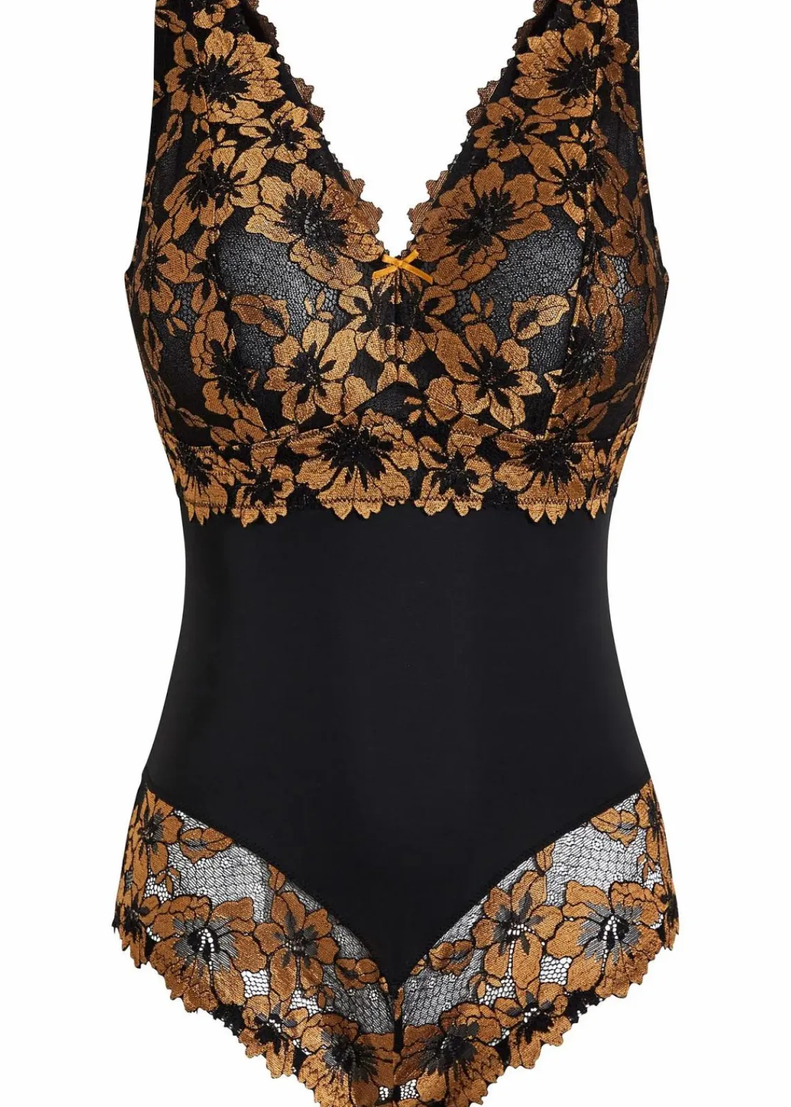 bonprix Dessous|Bodies^Body ohne Bügel mit floraler Spitze schwarz/goldbraun