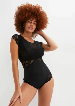 bonprix Wäsche·Bodies|Wäsche·Dessous^Body ohne Bügel mit zarter Spitze schwarz