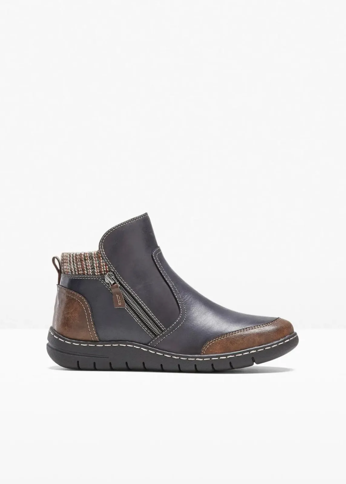 bonprix Komfortschuhe|Boots^Boot aus Leder dunkelblau/braun