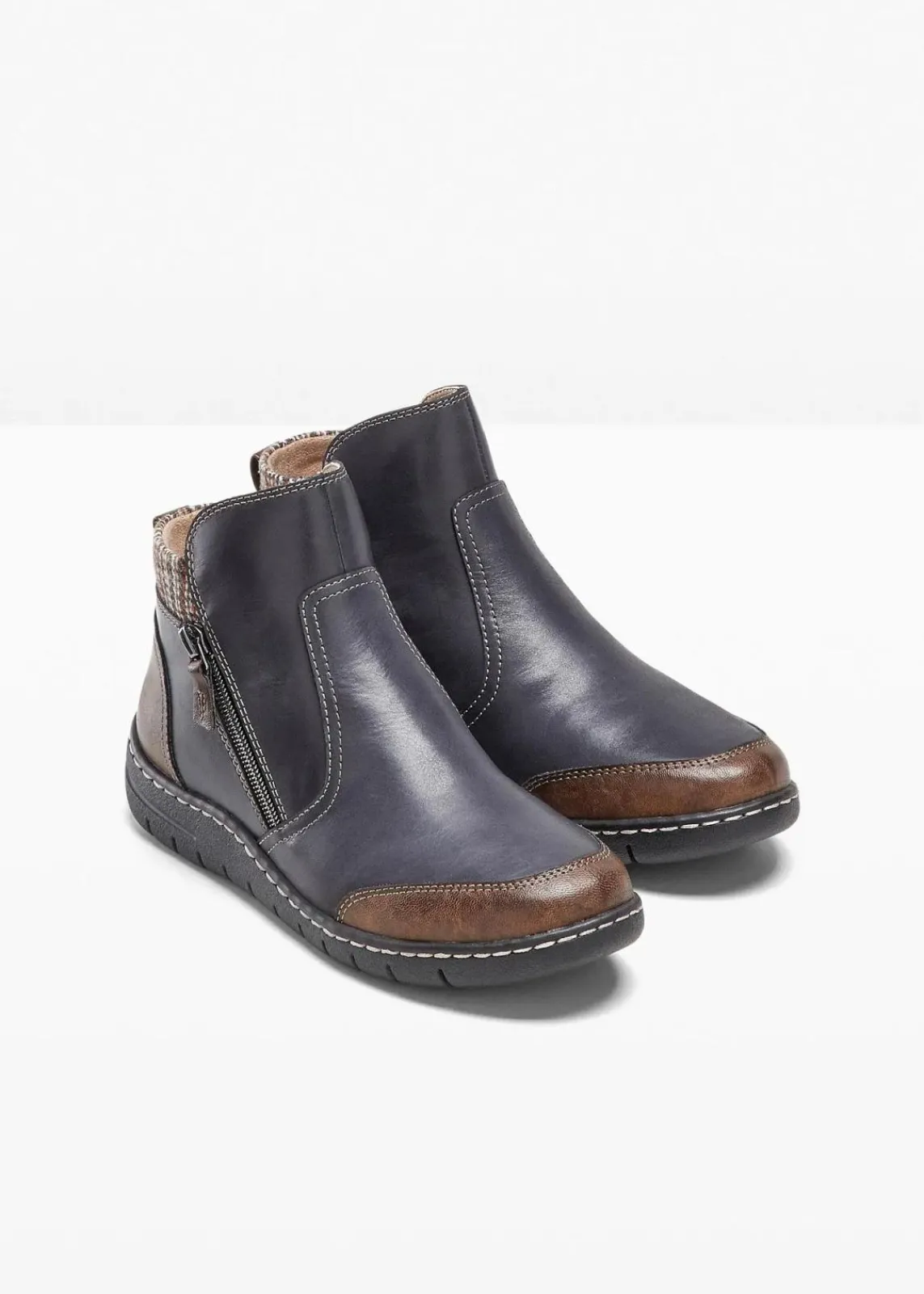 bonprix Komfortschuhe|Boots^Boot aus Leder dunkelblau/braun